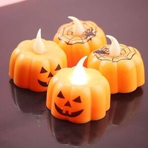 18-Piece Halloween Flameless Pumpkin Tealight Set – Battery Operated LED